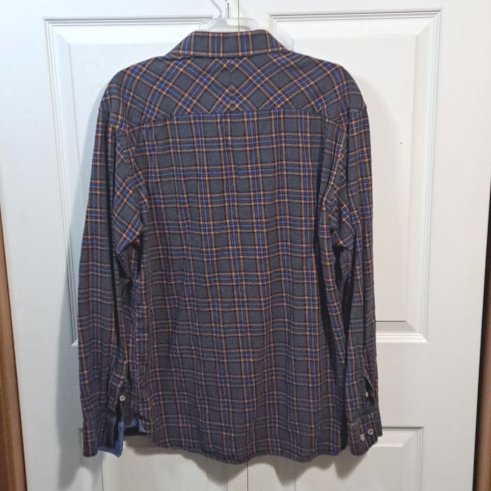 Enzone long sleeve button-down plaid cotton flannel shirt - large - Picture 2 of 4